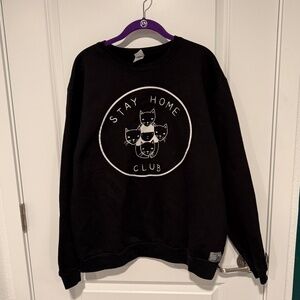 Stay Home Club Cats crewneck sweatshirt. Black XL
